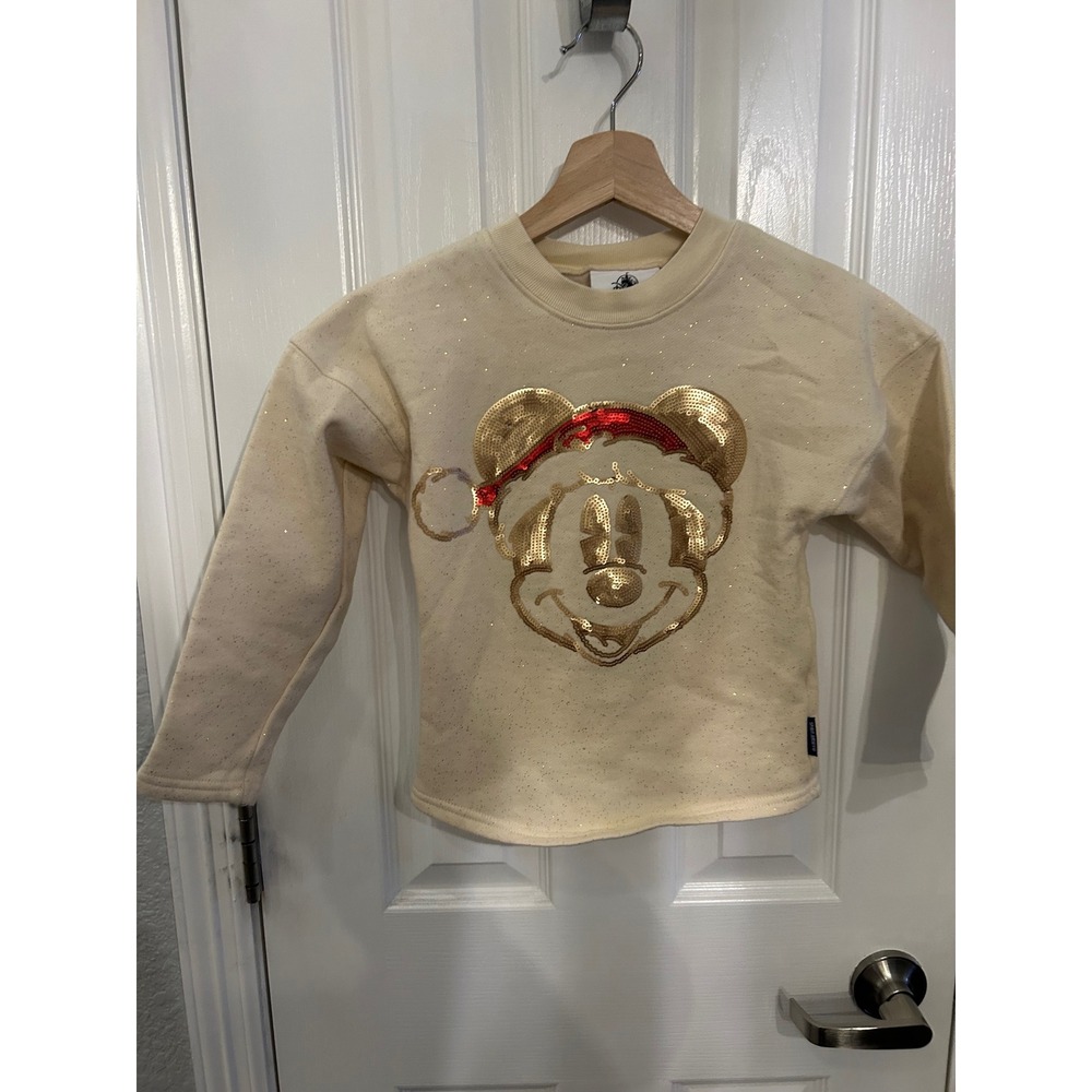Disney Spirit Jersey Kids Mickey Mouse Santa‎ Sequin Walt Disney World k7037